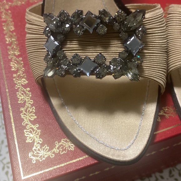 Rene Caovilla size 38 Tes Beige Raso Nero - Picture 3 of 10